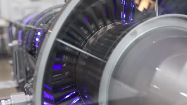 Section model of a historic jet engine — Stock Video