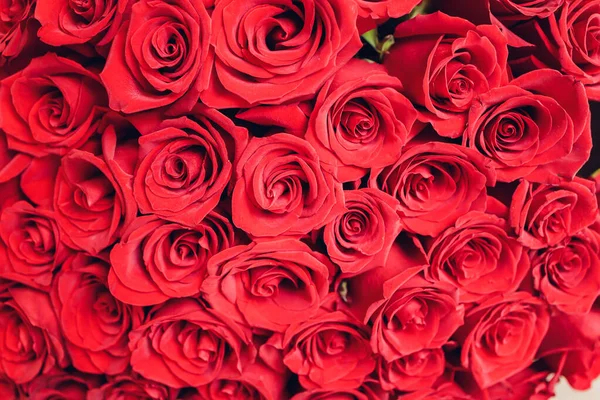 Strauß rosa Rosen. Nahaufnahme, Draufsicht. — Stockfoto