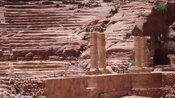 Ürdün 'ün Petra kentindeki Manastır veya El Deir' in Yüksek Görüş Alanı, — Stok video