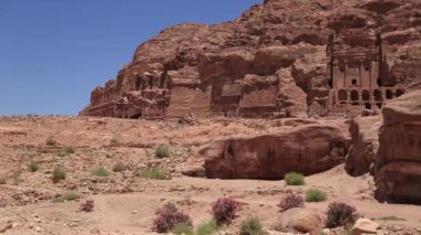 Ürdün 'ün Petra kentindeki Manastır veya El Deir' in Yüksek Görüş Alanı,