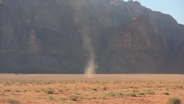 Woestijntornado 's. Verschillende woestijntornado 's trekken door de Afrikaanse woestijn. Jordanië — Stockvideo