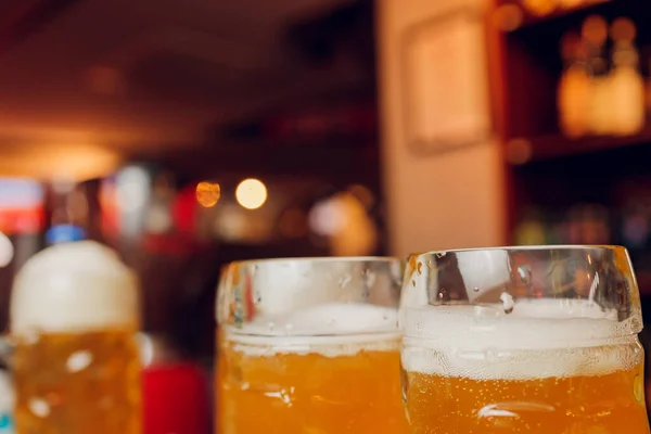 Cold beer glass on bar or pub desk. — Stock Photo, Image