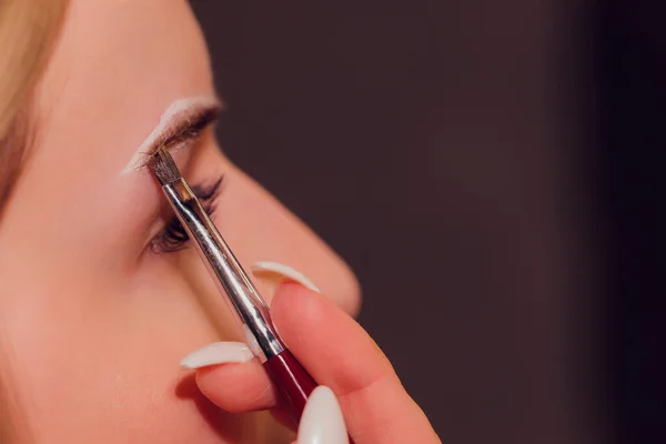 Traitement de teinte des sourcils avec un colorant naturel au henné. — Photo