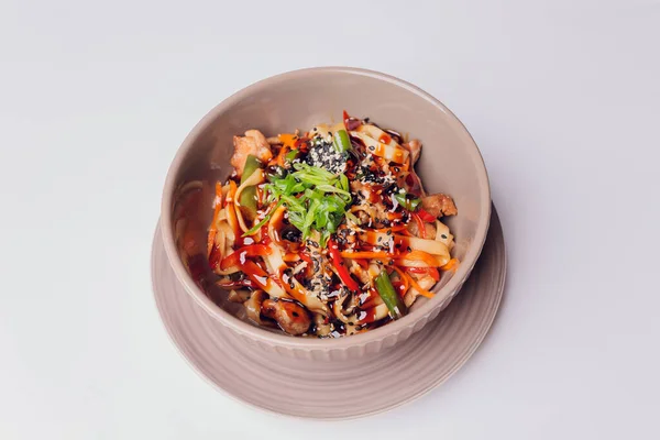 Chop suey on deep-fried noodles, sara udon, japanese cuisine. Stock Image