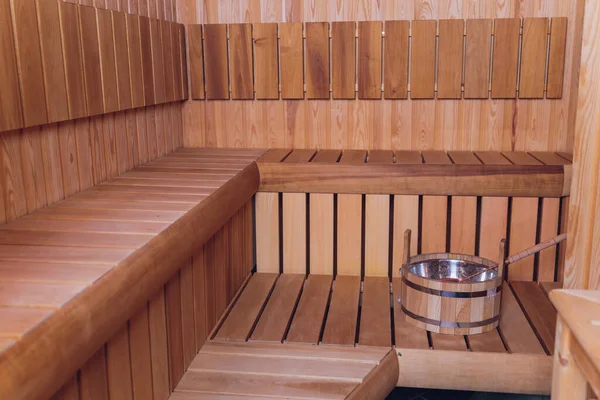 Sauna interior - Relájese en una sauna caliente. — Foto de Stock