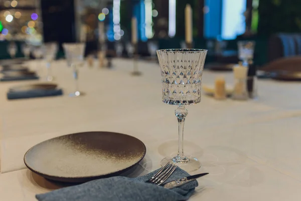 Table set at restaurant on light background. — Stock Photo, Image