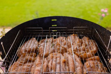 Ateşli ızgarada marine edilmiş tavuk..