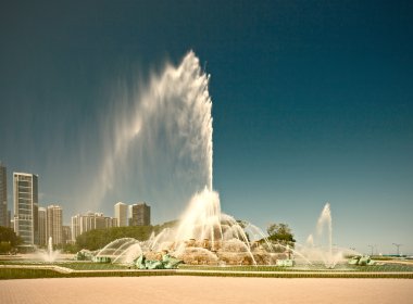 Chicago, Illinois, USA. Buckingham Fountain water stream in Grant Park clipart