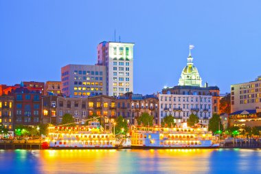 Savannah Georgia Usa, tarihi şehir merkezinin manzarası