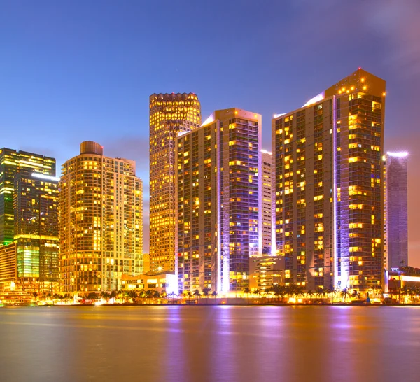 Miami downtown vid solnedgången — Stockfoto