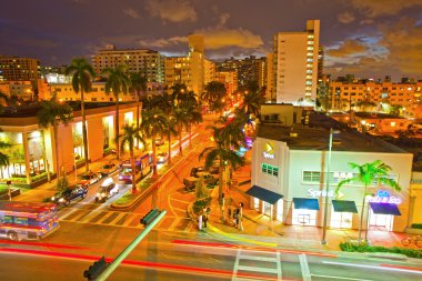 Night scene in Miami Beach clipart