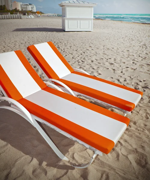 Miami Beach Florida Chaises longues — Photo