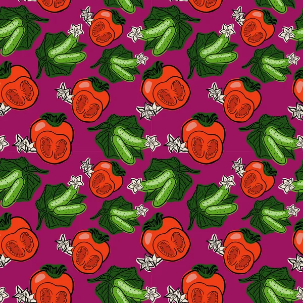Modèle de tomate et de concombre — Image vectorielle