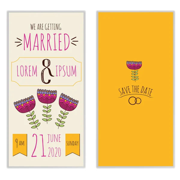 Düğün davetiye kartı tasarımı — Stok Vektör
