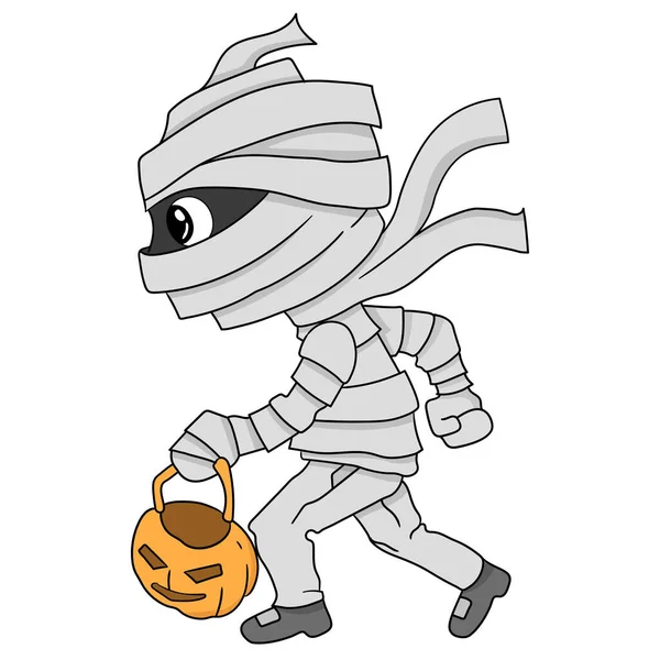 Momia Caminando Halloween Traje — Vector de stock