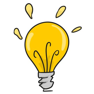 parlak bir ışığın komik görüntüsü ilhamın sembolüdür.