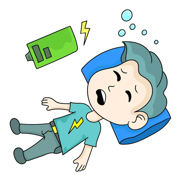 Boy Sleep Tight Caertoon Vector Illustration Cartoon Character Mascot — Stock Vector