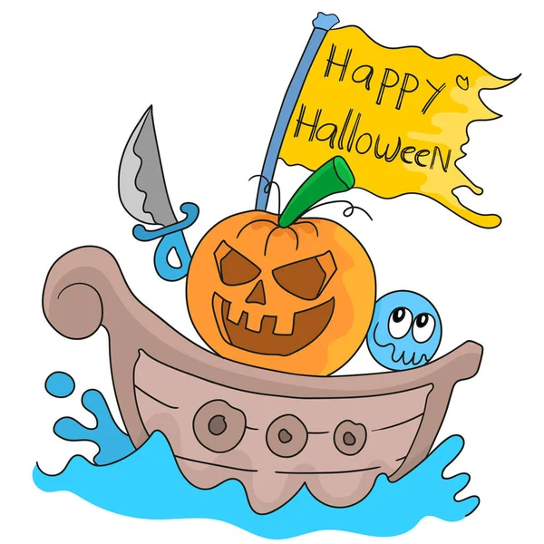 Feliz Halloween Calabaza Piratas — Vector de stock