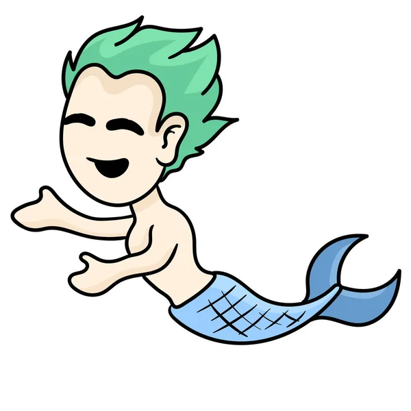 Aquaman Está Nadando Ilustração Vetorial Mascote Personagem Desenho Animado — Vetor de Stock