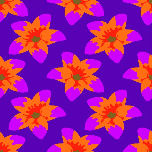 Primavera Flores Púrpura Patrón Repetición — Archivo Imágenes Vectoriales
