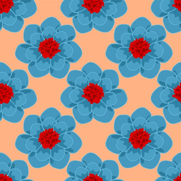 Motif Sans Couture Bleu Fleur Dahlia — Image vectorielle