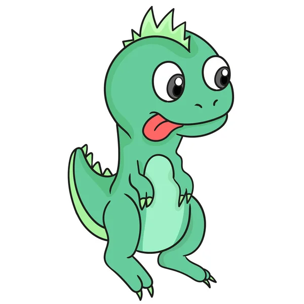 Lindo Monstruo Dinosaurio Verde — Vector de stock