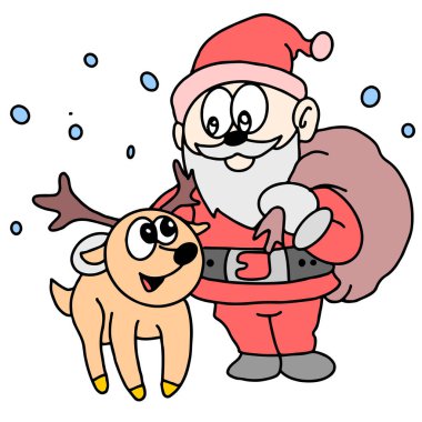 Noel Baba ve ren geyiği hediye dağıtmak için ayrılıyorlar.