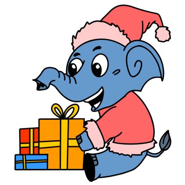 Mutlu filler bir sürü Noel hediyesi alır.