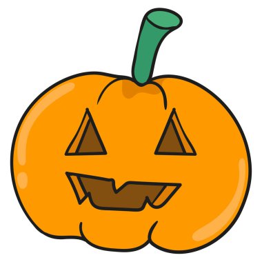 Cadılar Bayramı kabaklı ürkütücü yüz karalama simgesi çiziyor