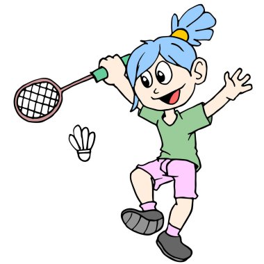 Badminton oynayan bir kız