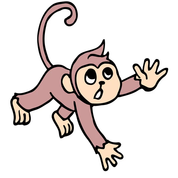 bonito desenho animado de macaco-aranha preto acenando a mão