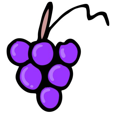 mor üzümlü meyve vektörü çizim karikatürü