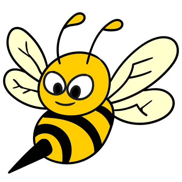 Bee Stinging Cartoon Character Vector Illustration — Stock Vector