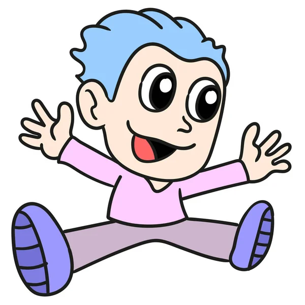 Niño Feliz Salta Vector Ilustración Personaje Dibujos Animados — Archivo Imágenes Vectoriales