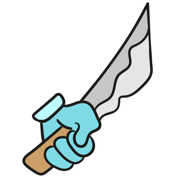 Рука Держит Острый Нож Изображение Значка Doodle — стоковый вектор