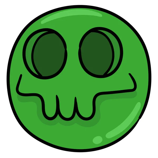 Bola Emoticono Sonriente Verde Imagen Icono Garabato — Vector de stock