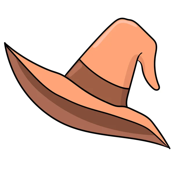 Orange Witch Hat Doodle Icon Image — Stock Vector