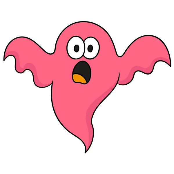 怖いピンク ゴースト ドードルアイコン画像 — ストックベクタ