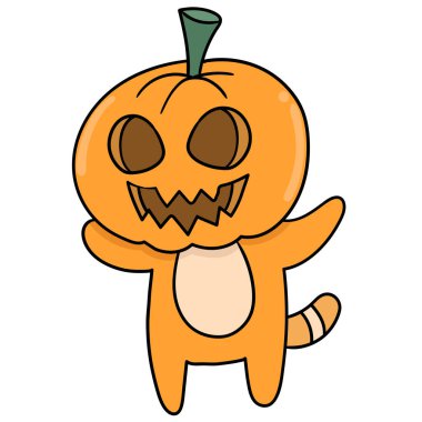 Tatlı ve tüyler ürpertici balkabağı canavarı. karalama simgesi resmi