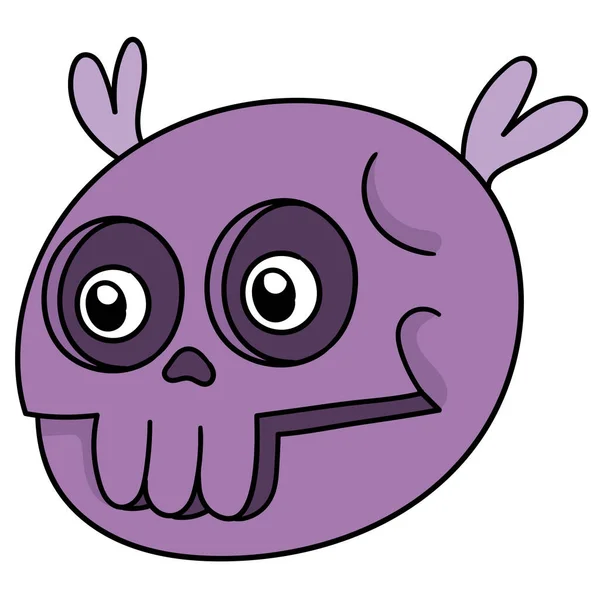 Skrämmande Skalle Huvud Monster Emoticon Doodle Ikon Bild — Stock vektor
