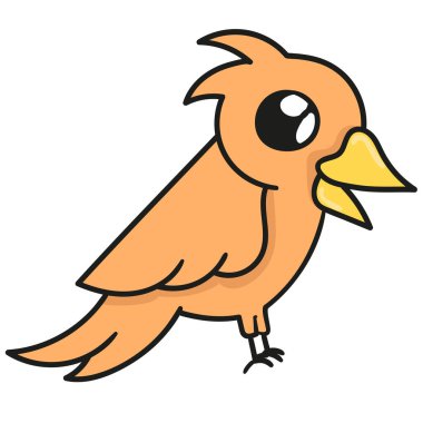 Turuncu kürklü şirin bir kuş. karalama simgesi resmi