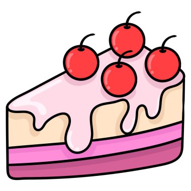 Tatlı pastasından bir dilim tatlı yemek. karalama simgesi resmi