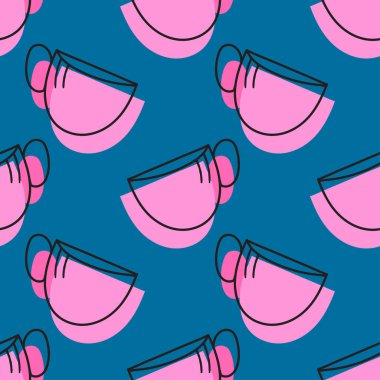 Mola zamanı çay fincanları pürüzsüz arka plan. tekrarlanan kalıp arkaplan tasarımı