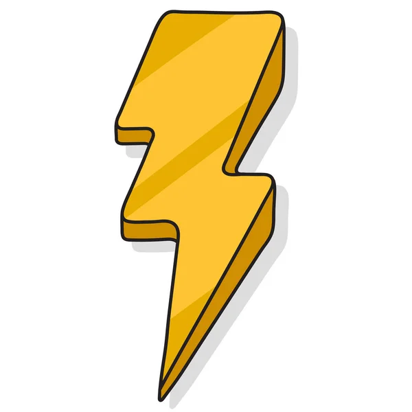 Thunder Gold Kawaii Drawing Doodle Icon Drawing — Stock Vector