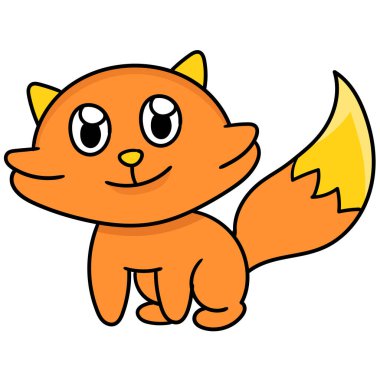 Gülümseyen suratlı şirin tilki çocuk, doodle kawaii. karalama simgesi resmi