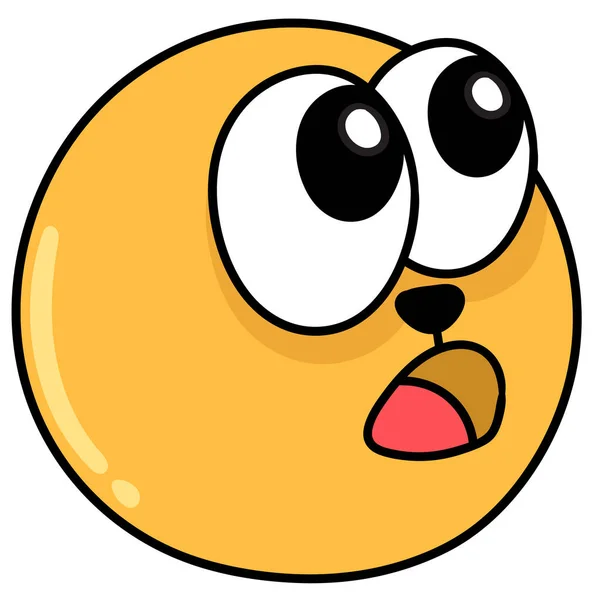 Emoji Bola Com Rosto Sendo Surpreendido Temor Doodle Kawaii Imagem — Vetor de Stock