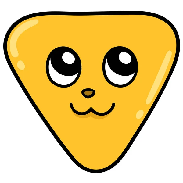 Kawaii Dreieck Emoticon Mit Einem Unschuldigen Geeky Gesicht Kritzel Kawaii — Stockvektor