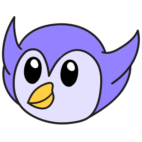 Niedlichen Vogelkopf Emoticon Doodle Kawaii Doodle Symbolbild — Stockvektor