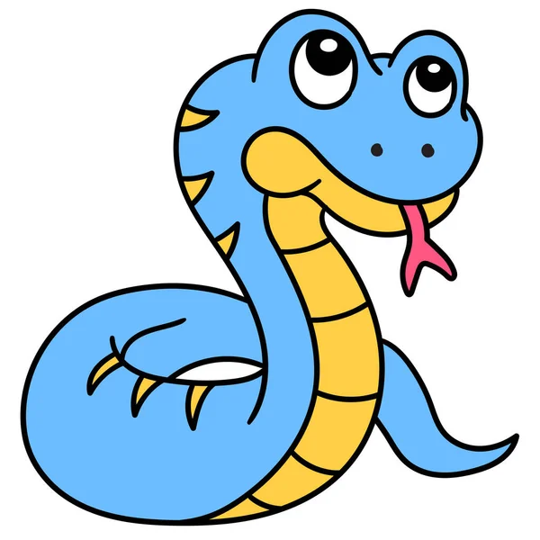 Python Venenosa Gigante Doodle Kawaii Imagem Ícone Doodle — Vetor de Stock