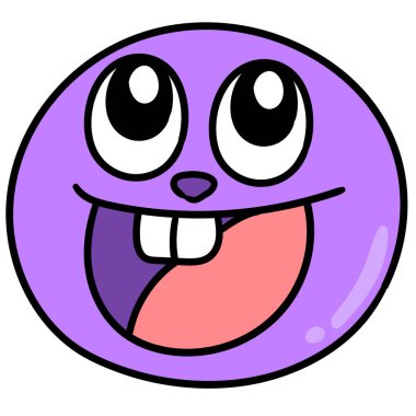 Mor ifade ve gülümseyen ifade, doodle kawaii. karalama simgesi resmi